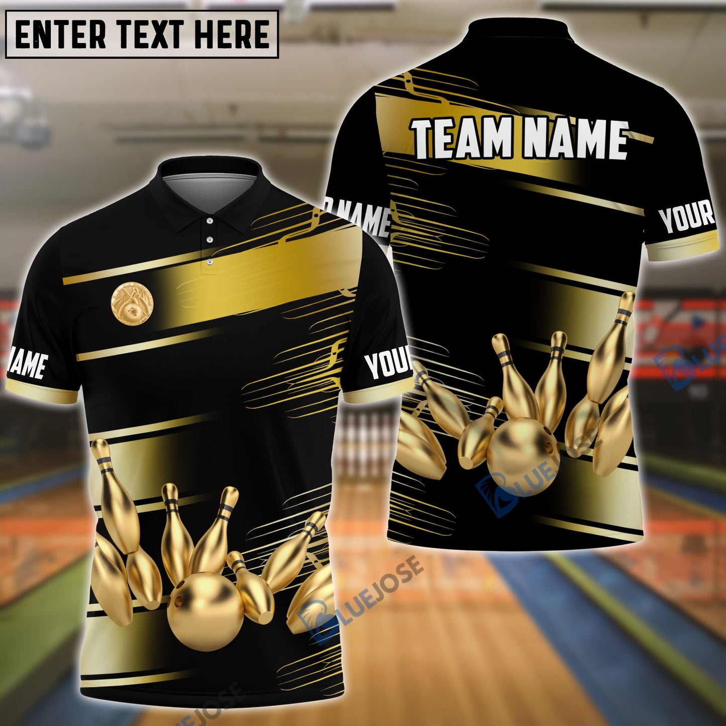 frenzidea Bowling And Pins Golden Time Customized Name 3D Shirt (4 Colors)
