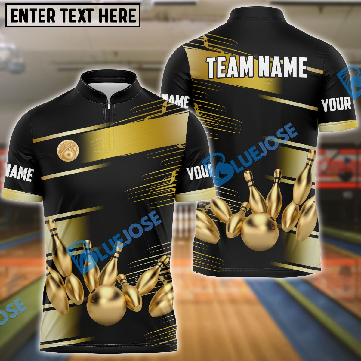 frenzidea Bowling And Pins Golden Time Customized Name 3D Shirt (4 Colors)