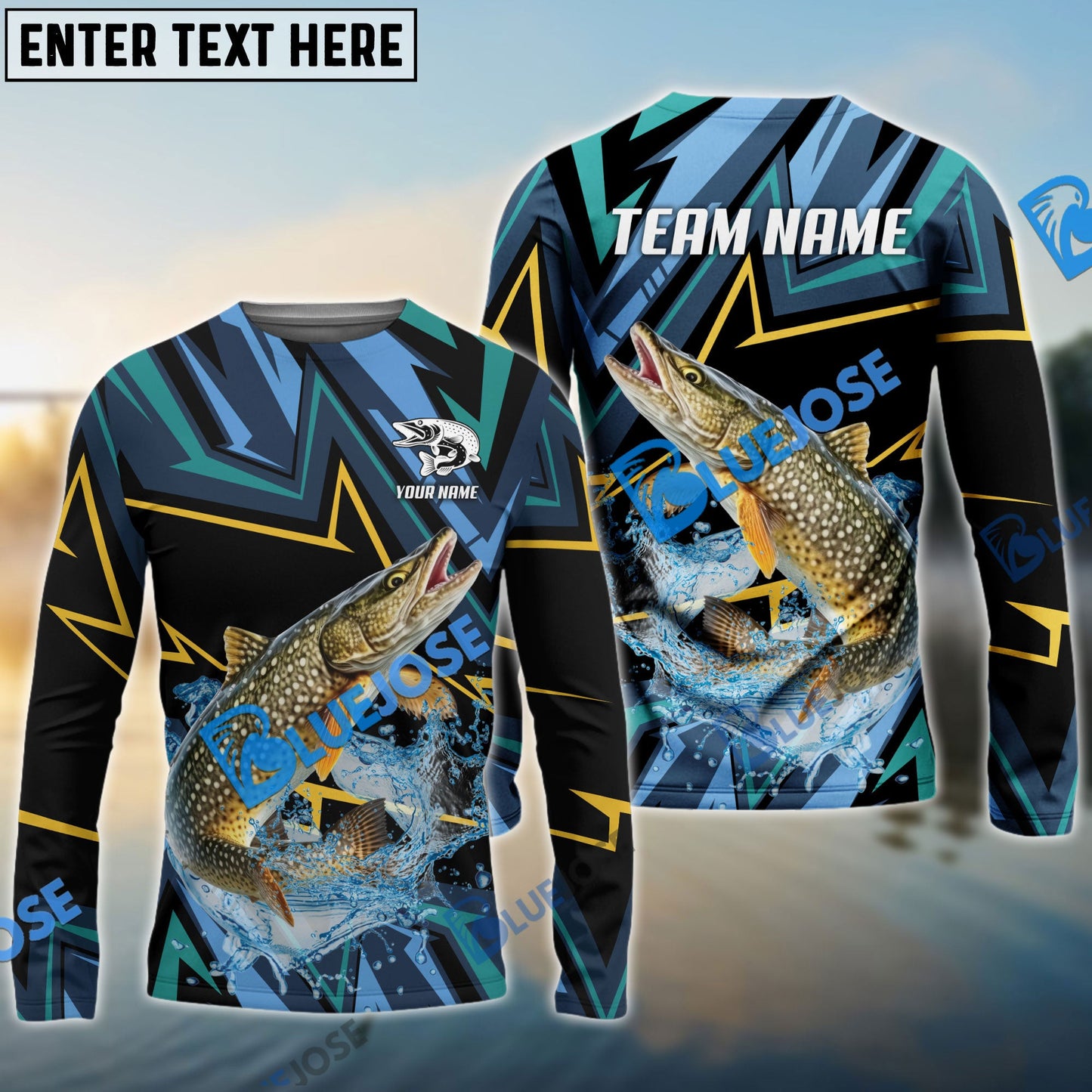 Frenzidea Fishing Lightning Pattern Sport Custom Name & Team Name 3D Shirts