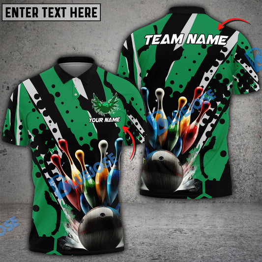 frenzideas Bowling And Pins Eagle Wings Customized Name 3D Shirt ( 6 Colors)