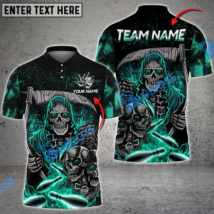 frenzidea Bowling And Pins Reaper Flame Customized Name 3D Shirt (4 Colors)