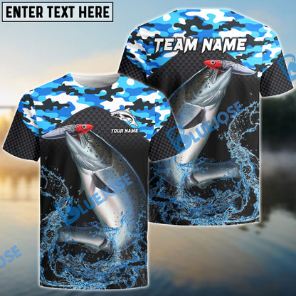 frenzidea Salmon Fishing Blue Camo Sport Custom Name & Team Name 3D Shirts