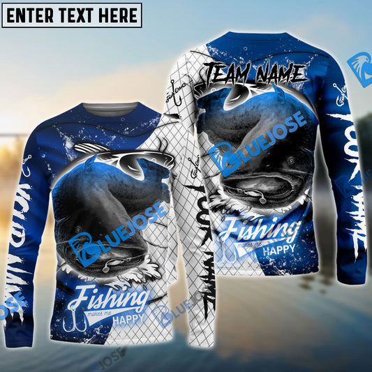 Frenzidea Catfish Fishing Dark Blue Skin Sport Custom Name & Team Name 3D Shirts
