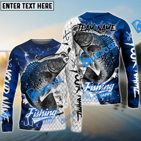 Frenzidea Crappie Fishing Dark Blue Skin Sport Custom Name & Team Name 3D Shirts