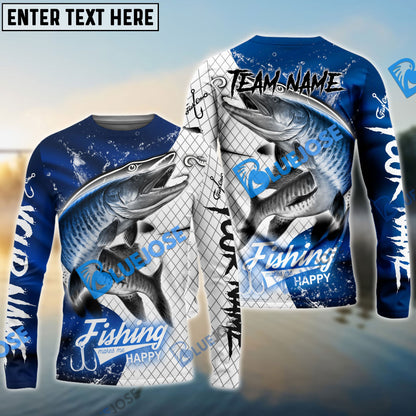Frenzidea Musky Fishing Dark Blue Skin Sport Custom Name & Team Name 3D Shirts