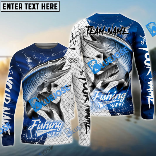 Frenzidea Musky Fishing Dark Blue Skin Sport Custom Name & Team Name 3D Shirts