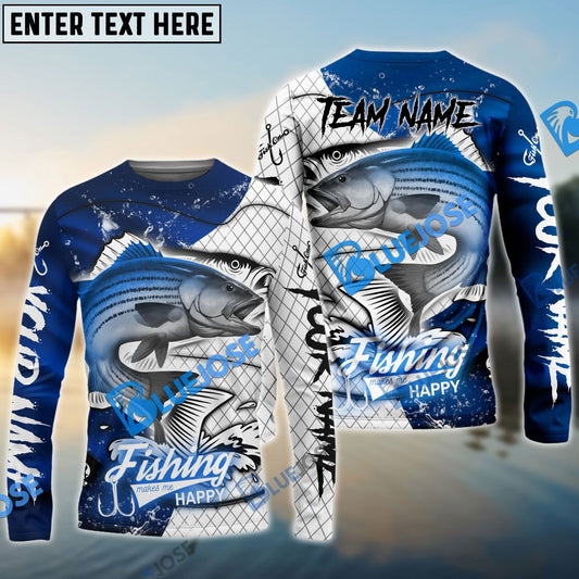 Frenzidea Striped Bass Fishing Dark Blue Skin Sport Custom Name & Team Name 3D Shirts