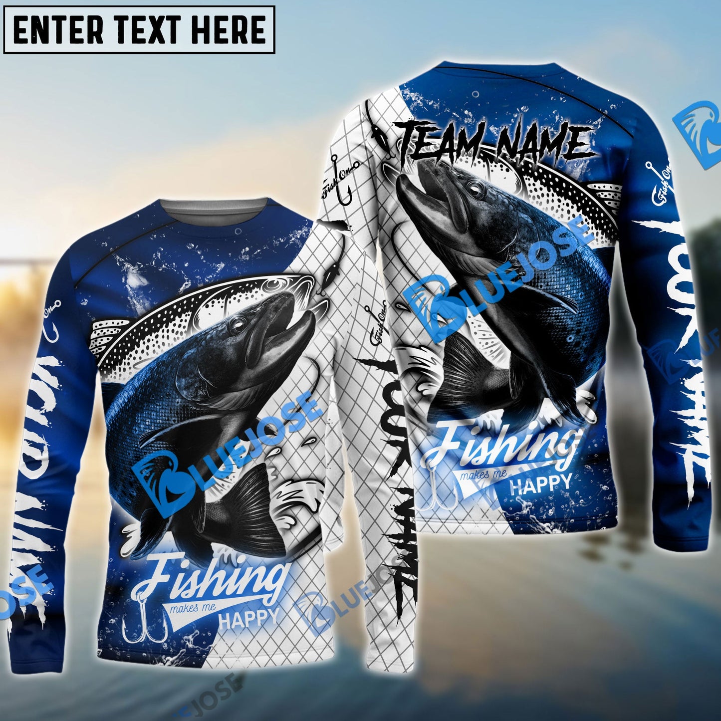 Frenzidea Trout Fishing Dark Blue Skin Sport Custom Name & Team Name 3D Shirts