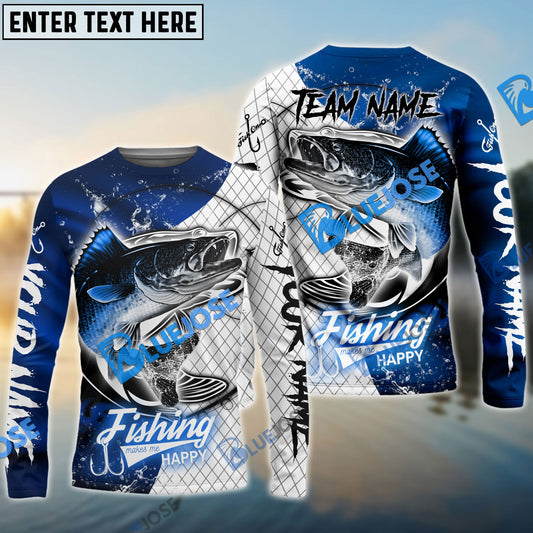 Frenzidea Walleye Fishing Dark Blue Skin Sport Custom Name & Team Name 3D Shirts