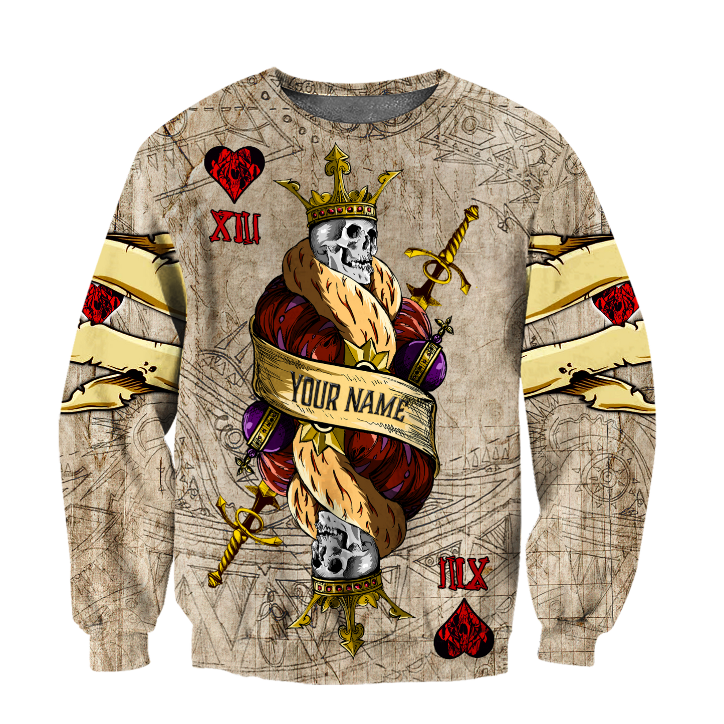 Frenzidea Customize Name Poker King Skull Polo Shirt