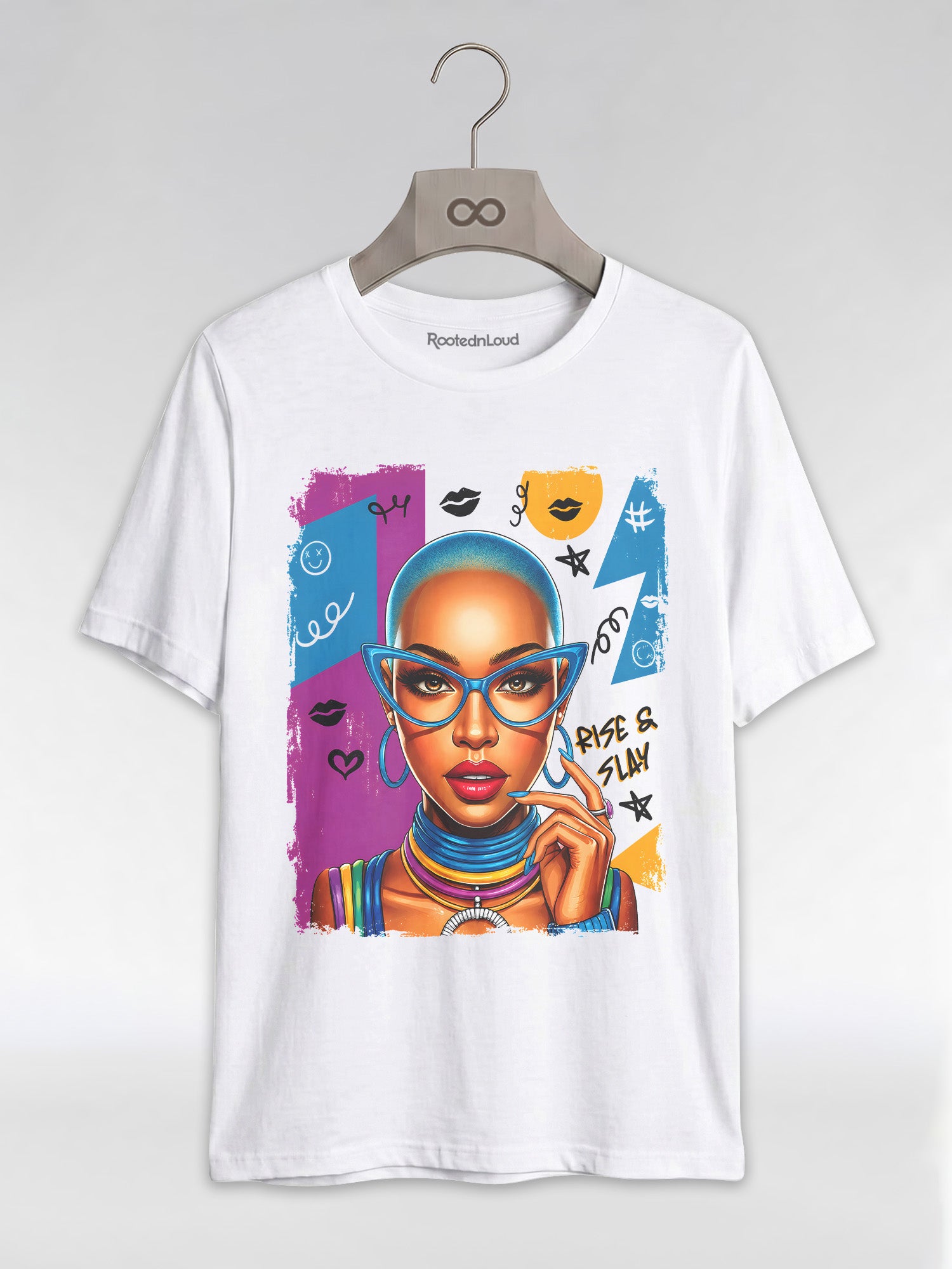 Rise & Slay: 90s Retro Pop Art Black Queen Graphic T-Shirt - RootednLoud