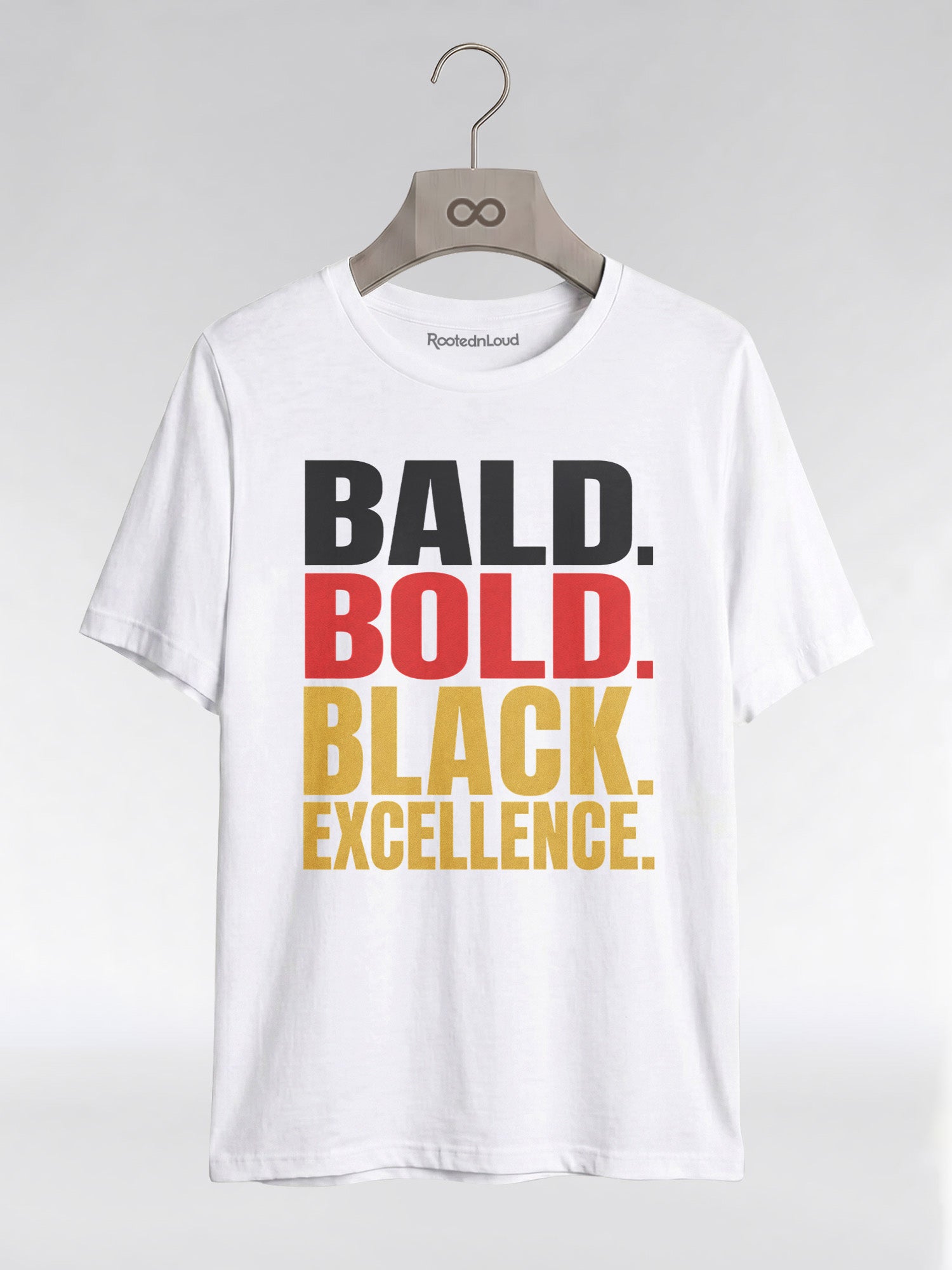 Bald & Bold: Black Excellence Typography Empowerment Graphic T-Shirt - RootednLoud