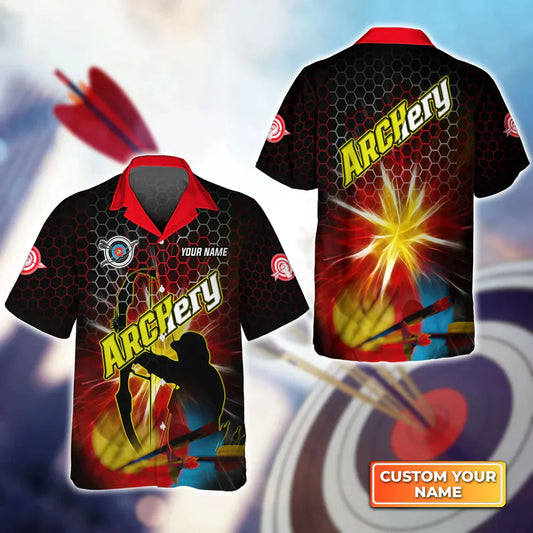 Frenzidea Yellow Archer Target Personalized Name 3D Hawaiian Shirt