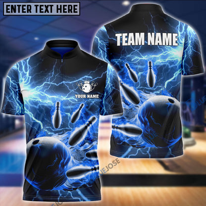 Frenzideas Personalized Name and Team Name Thunder Color Bowling Player Multicolor 3D Shirt