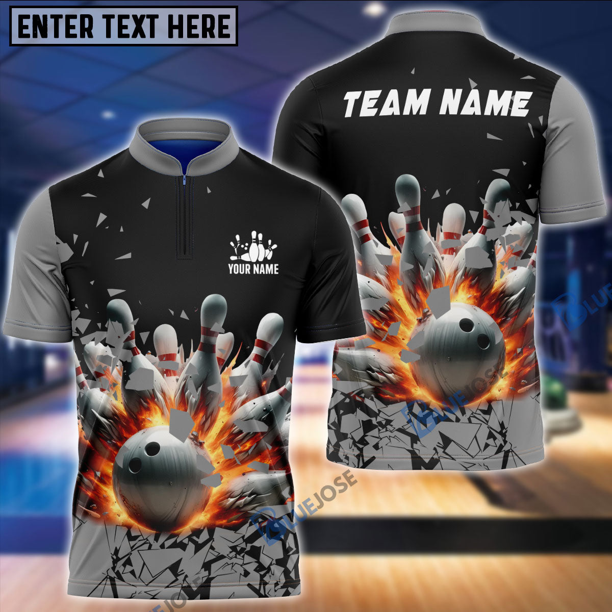 Frenzideas Bowling And Pins Diamond Broken Customized Name, Team Name 3D Shirt (4 Colors)