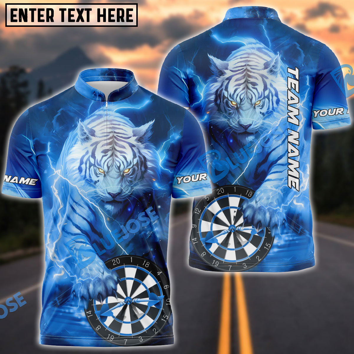 Frenzidea Darts White Tiger Personalized Name, Team Name 3D Shirt (4 Colors)