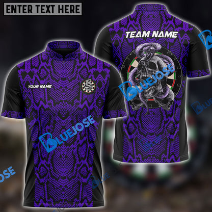 frenzidea Darts Skull Snake Skin Pattern Personalized Name, Team Name 3D Shirt (6 Colors)