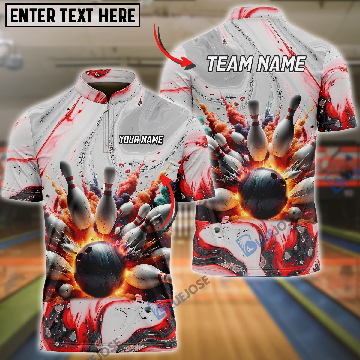 frenzideas Broken Smoke Bowling And Pins Customized Name 3D Shirt