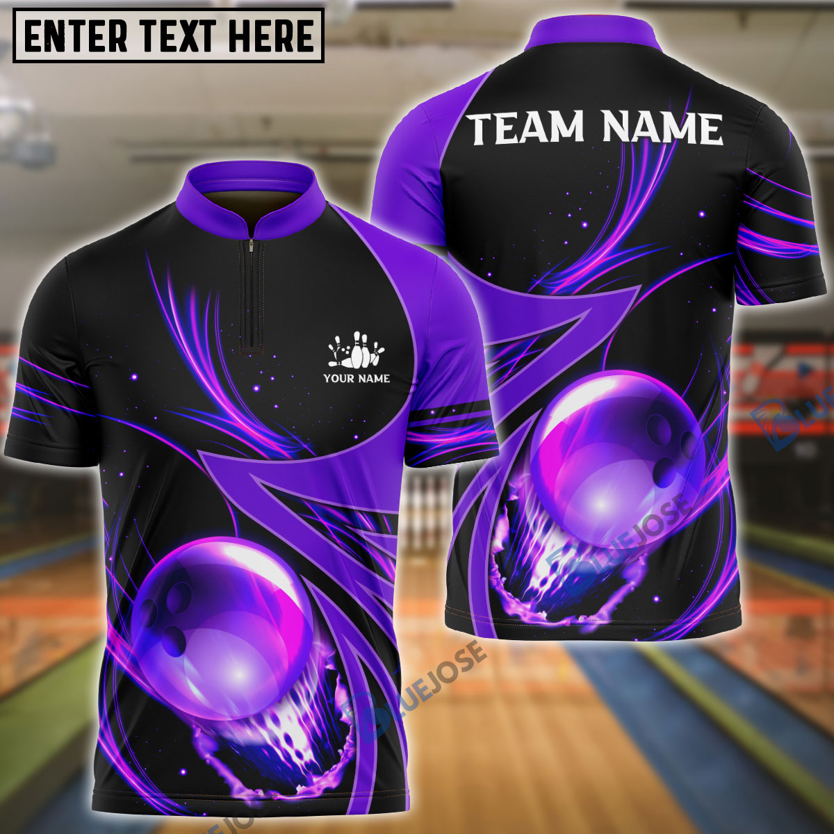 Frenzideas Bowling And Pins Galaxy Pattern Customized Name, Team Name 3D Shirt (4 Colors)