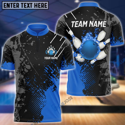 Frenzideas Personalized Name Paint Fire Bowling And Pins Multicolor 3D Shirt