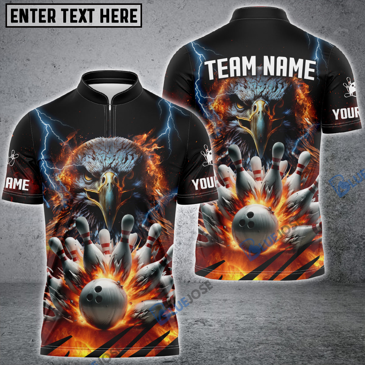 frenzideas Eagle Power Bowling And Pins Customized Name 3D Shirt