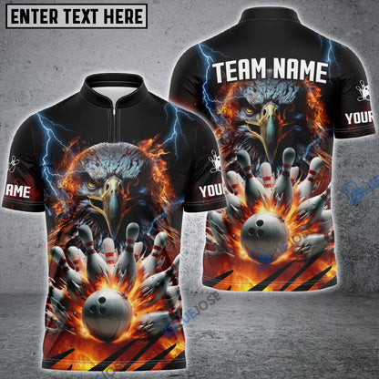 frenzideas Eagle Power Bowling And Pins Customized Name 3D Shirt