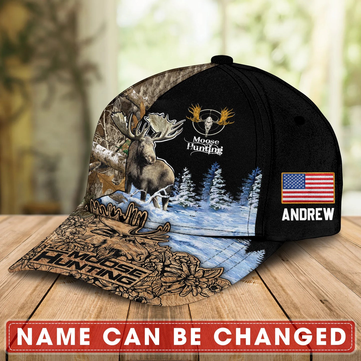 Frenzidea Love Moose Hunting Personalized Cap