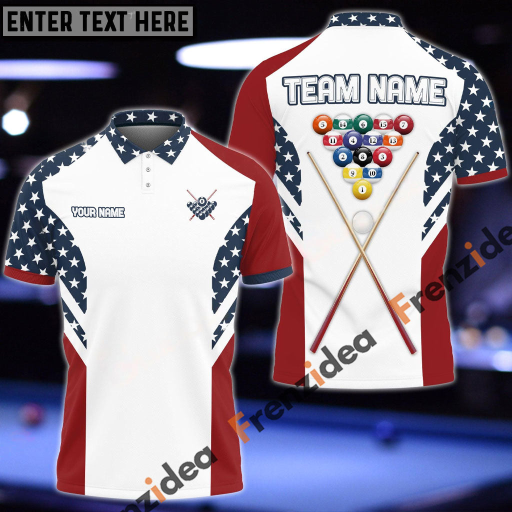 Frenzidea Billiards Rack & Stick USA Flag Personalized Shirt