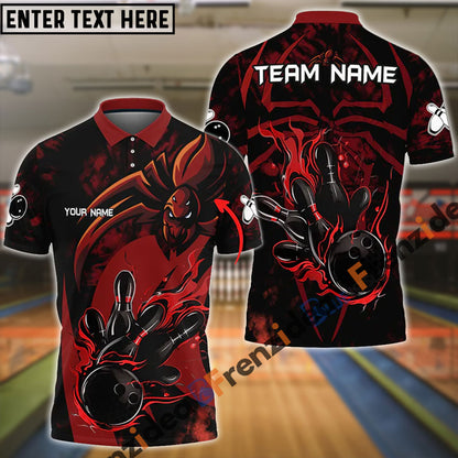 Frenzideas Spider Bowling Personalized Name, Team Name 3D Shirt (4 Colors)