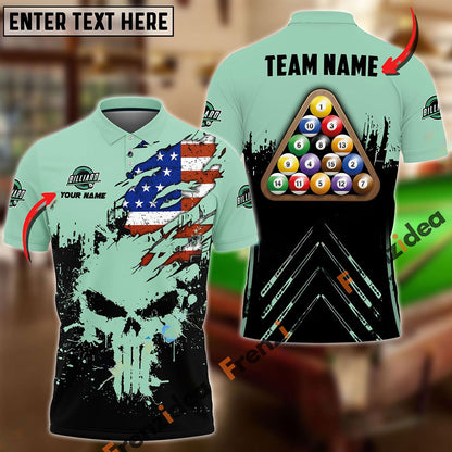 frenzidea Billiards Ball 8 Punished Skull Personalized Name, Team Name Unisex Shirt ( 6 Colors )