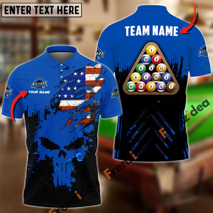 frenzidea Billiards Ball 8 Punished Skull Personalized Name, Team Name Unisex Shirt ( 6 Colors )