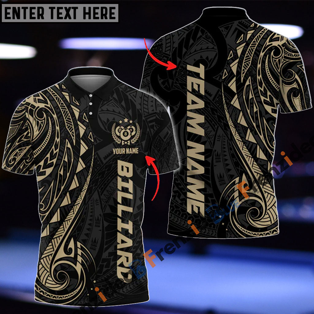 Frenzidea Billiards Maori Brown Personalized Name & Team Name Shirt