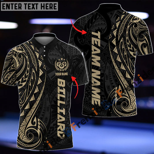 Frenzidea Billiards Maori Brown Personalized Name & Team Name Shirt