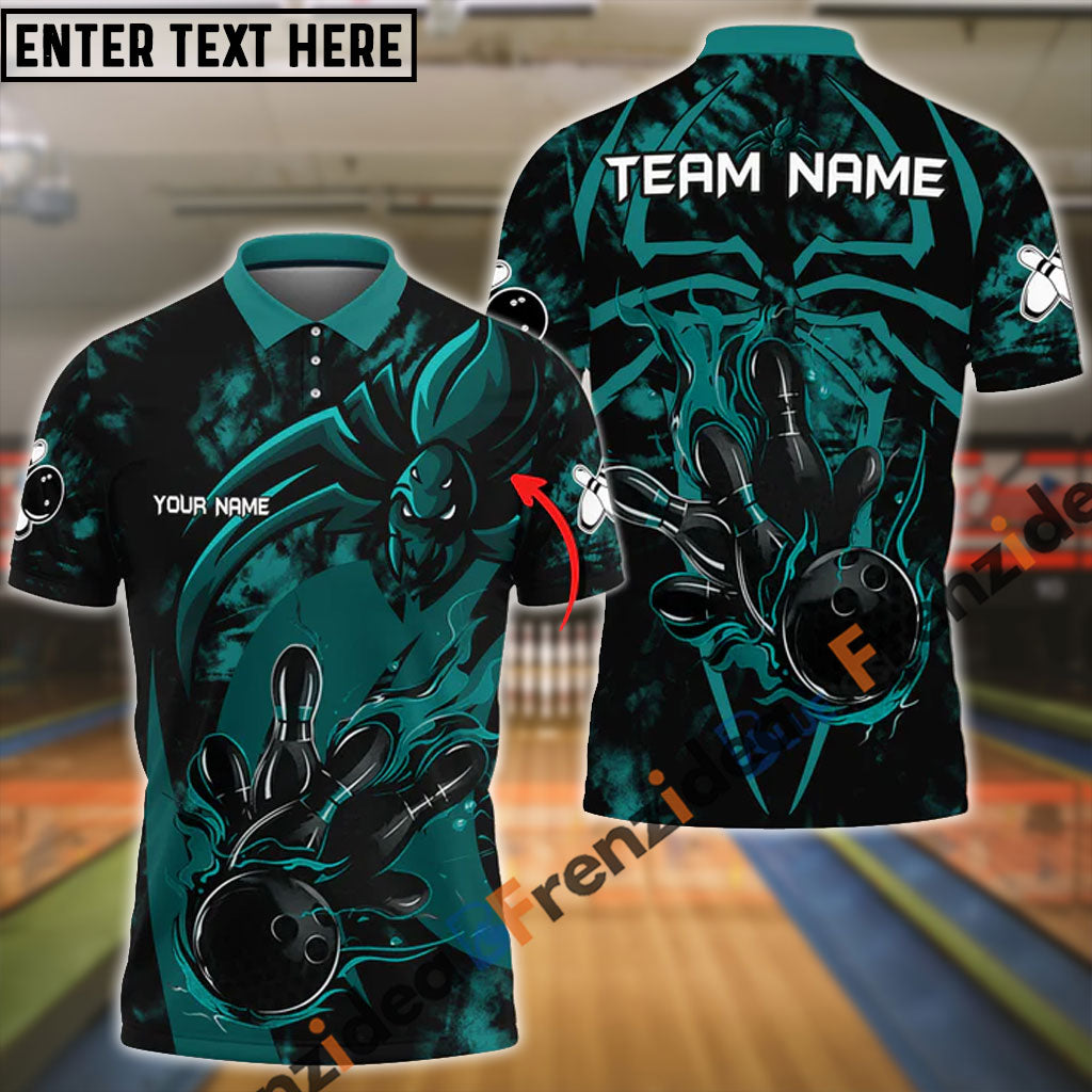 Frenzideas Spider Bowling Personalized Name, Team Name 3D Shirt (4 Colors)