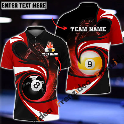 Frenzidea Billiards 8 Ball & 9 Ball Stormeye Personalized Name, Team Name Unisex Shirt ( 6 Colors )