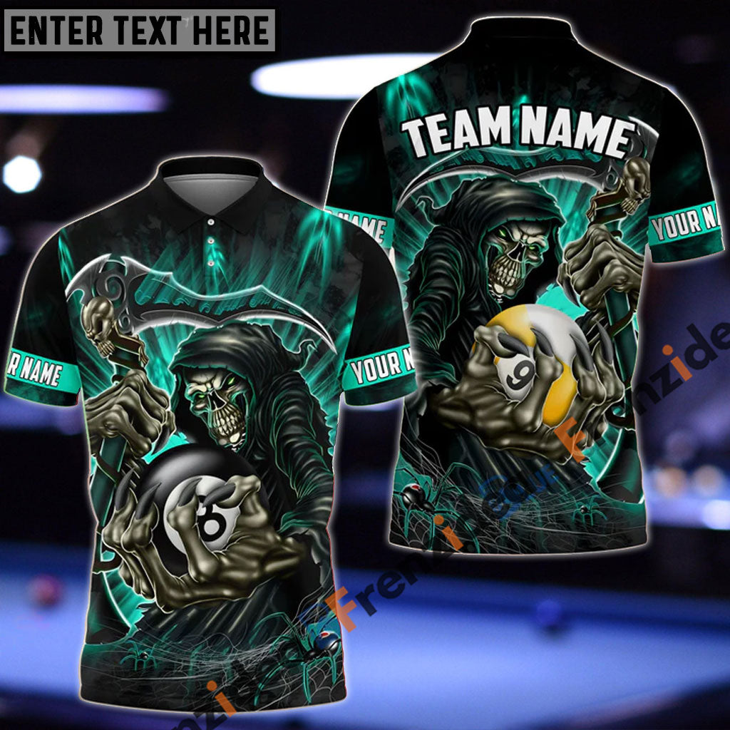 Frenzidea Billiards Green Reaper Personalized Name, Team Name Unisex Shirt
