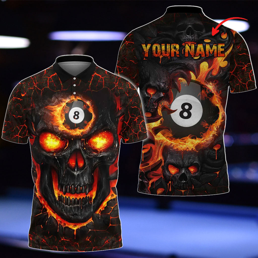 Frenzidea Billiards Ball 8 Hell Flame Skull Personalized 3D Shirt ( 4 Colors )