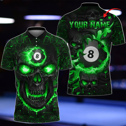 Frenzidea Billiards Ball 8 Hell Flame Skull Personalized 3D Shirt ( 4 Colors )