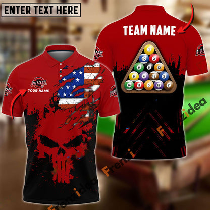 frenzidea Billiards Ball 8 Punished Skull Personalized Name, Team Name Unisex Shirt ( 6 Colors )
