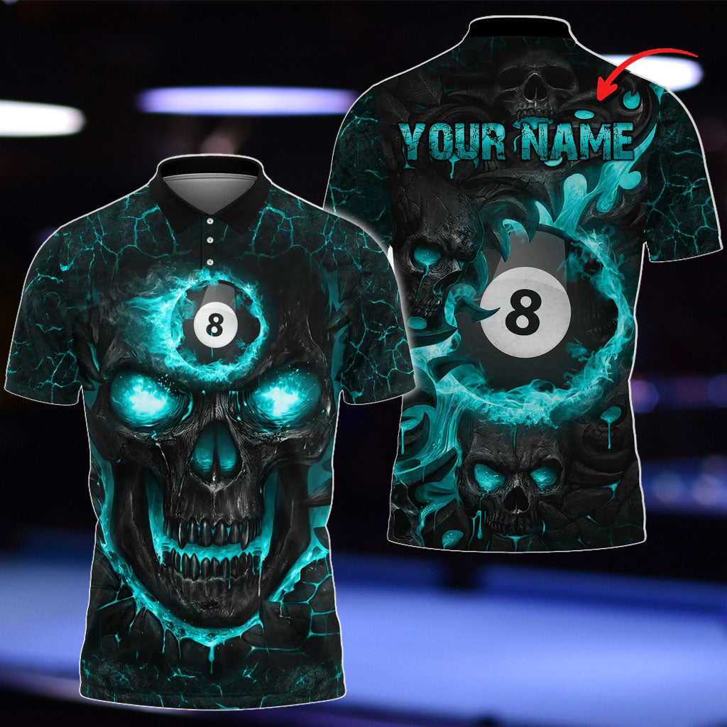Frenzidea Billiards Ball 8 Hell Flame Skull Personalized 3D Shirt ( 4 Colors )