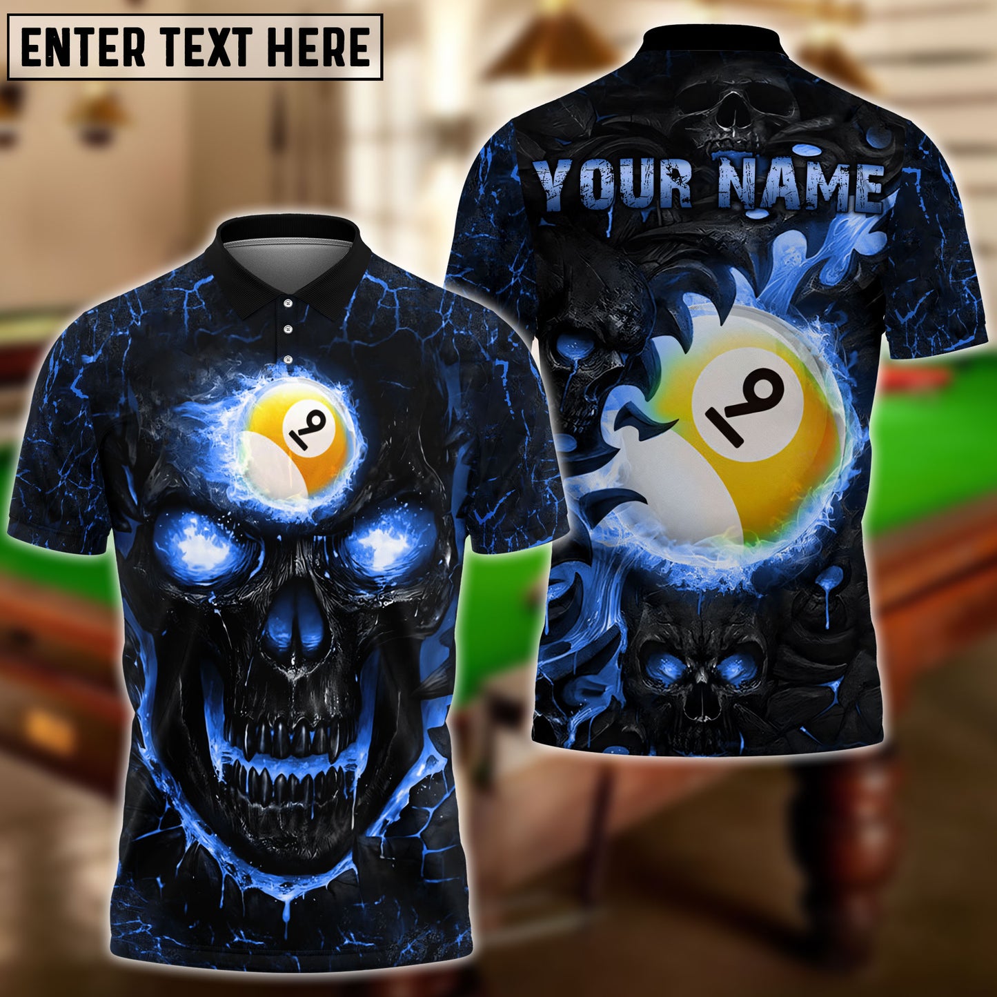 Frenzidea Billiards Ball 9 Hell Flame Skull Personalized 3D Shirt ( 4 Colors )
