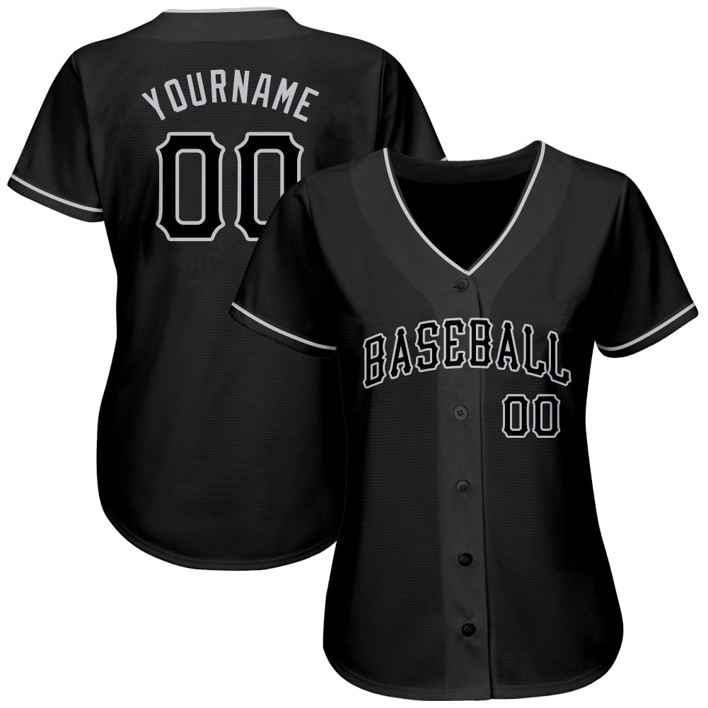 Frenzidea Custom Black Black-Gray Authentic Baseball Jersey
