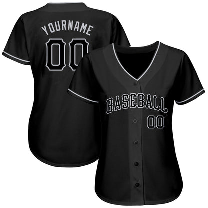 Frenzidea Custom Black Black-Gray Authentic Baseball Jersey
