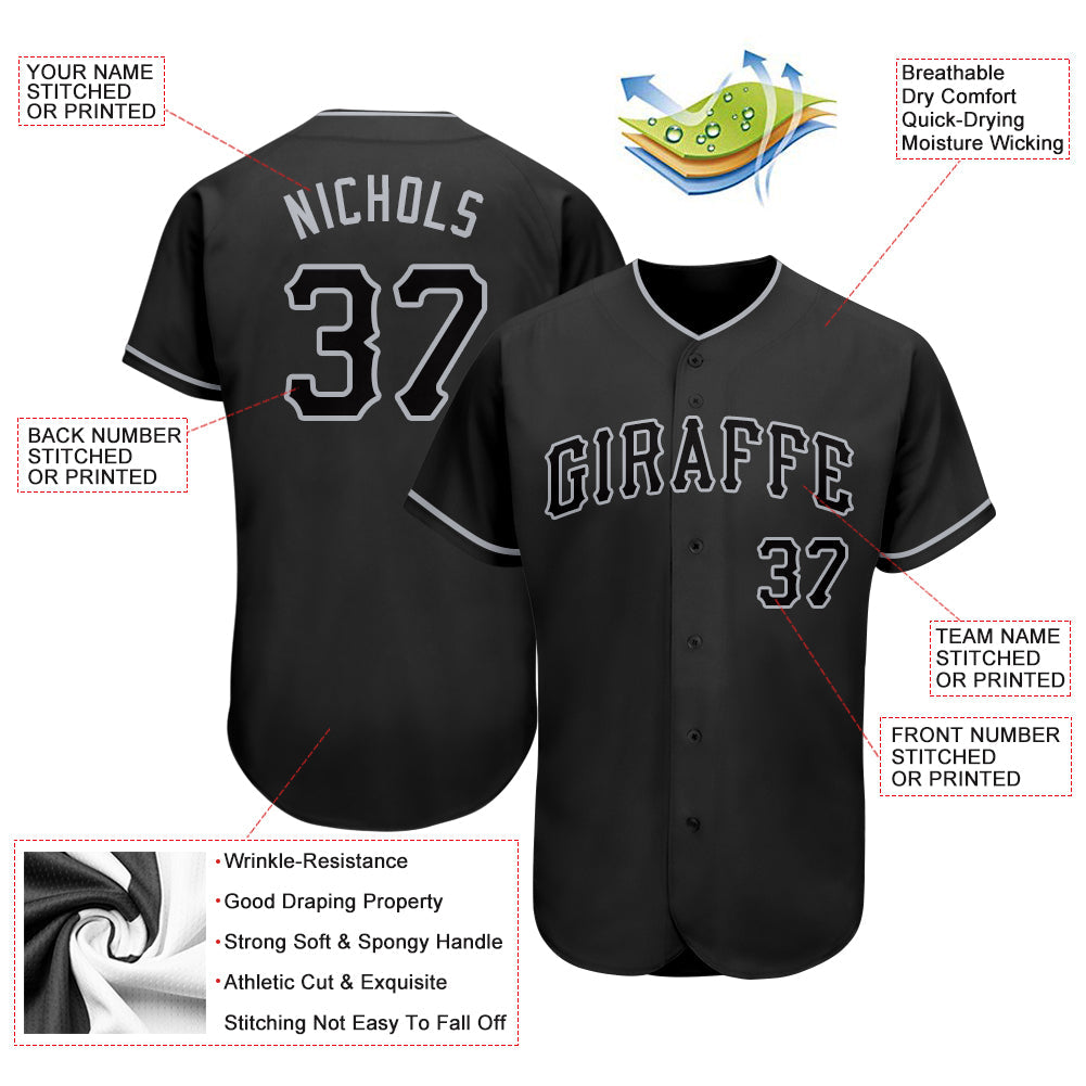 Frenzidea Custom Black Black-Gray Authentic Baseball Jersey
