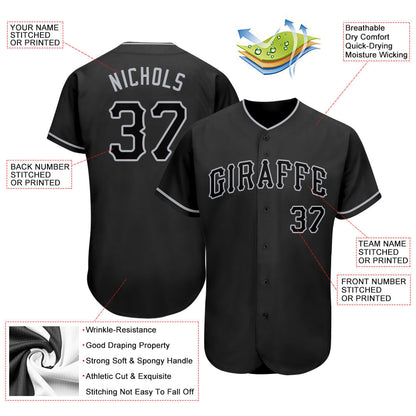 Frenzidea Custom Black Black-Gray Authentic Baseball Jersey