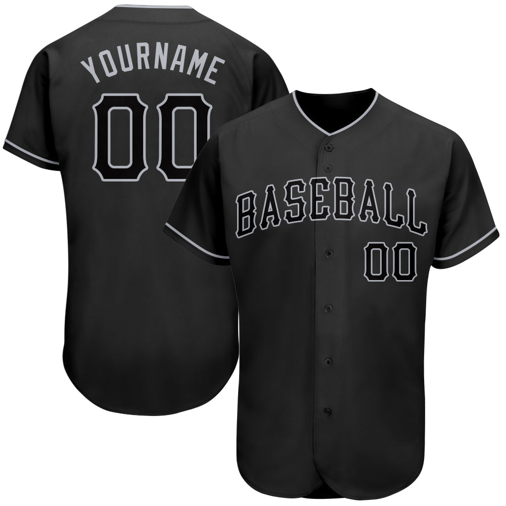 Frenzidea Custom Black Black-Gray Authentic Baseball Jersey