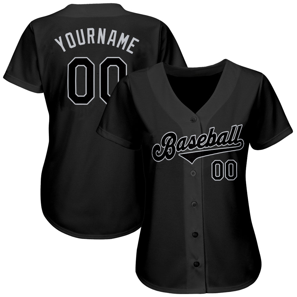 Frenzidea Custom Black Black-Gray Authentic Baseball Jersey