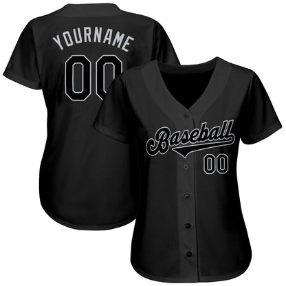 Frenzidea Custom Black Black-Gray Authentic Baseball Jersey