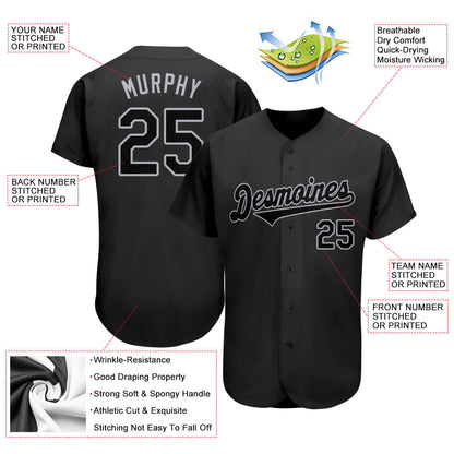 Frenzidea Custom Black Black-Gray Authentic Baseball Jersey