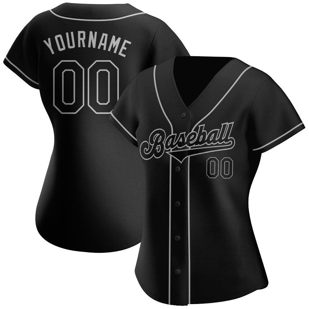 Frenzidea Custom Black Black-Gray Authentic Baseball Jersey